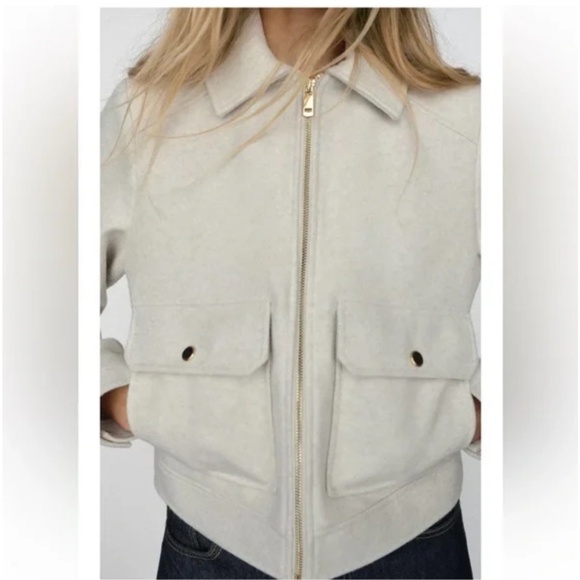 Zara BOUCLÉ JACKET WITH PATCH POCKETS NWOT XS - Picture 14 of 15